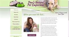 Desktop Screenshot of pawsnaturalpetemporium.com